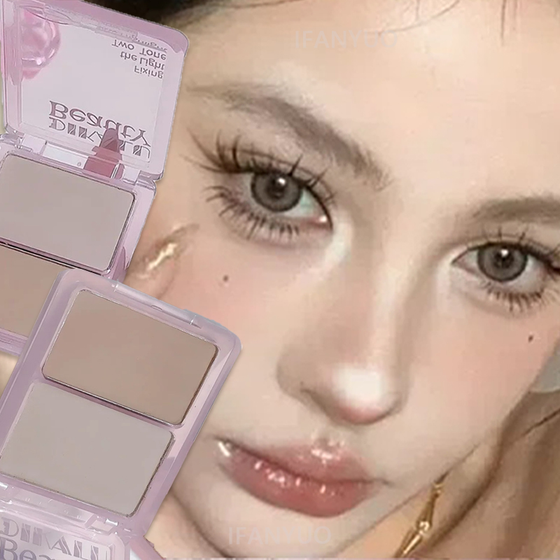 Highlighter Bronzer Palette - Palet Kontur Dua Warna Matte Highlighter