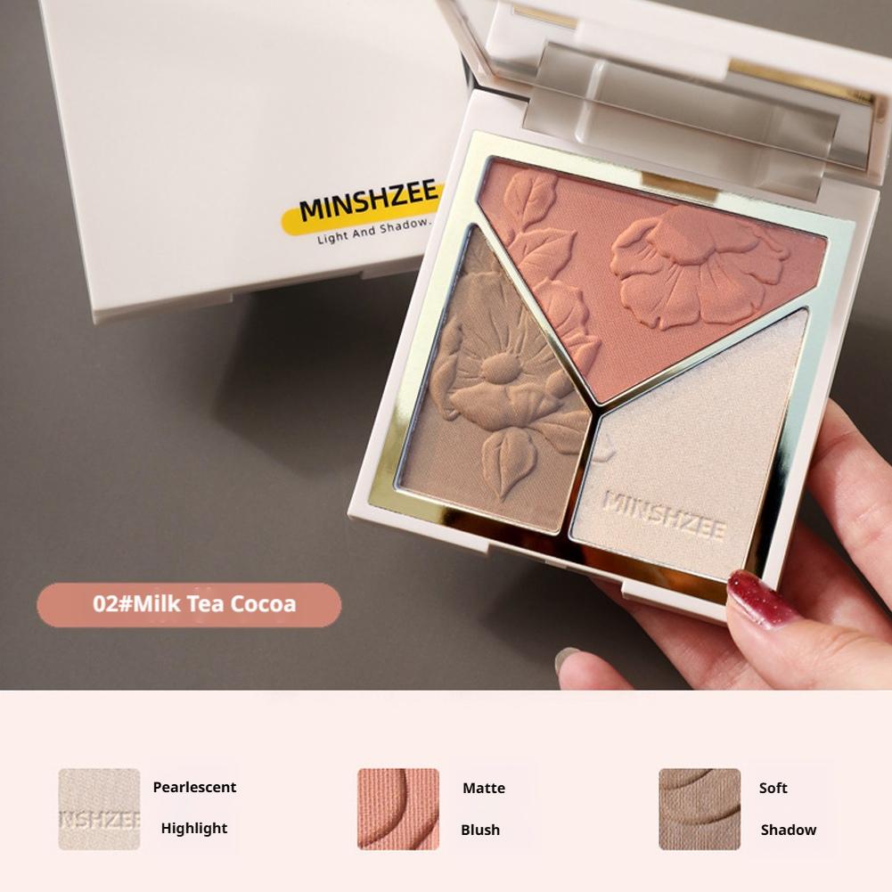 Highlighter Bronzer Palette - 3 warna Highlight Matte Fine Glitter