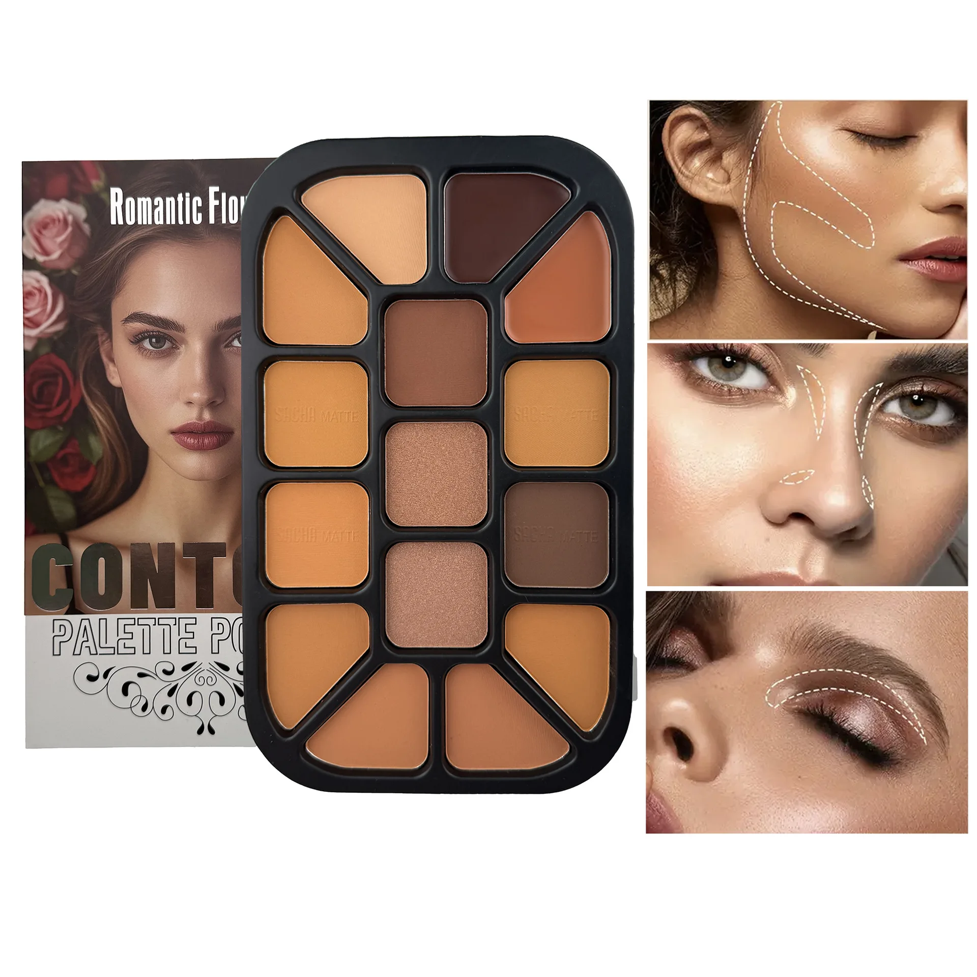 Highlighter Bronzer Palette - Palet Bedak Kontur Wajah 15 Warna