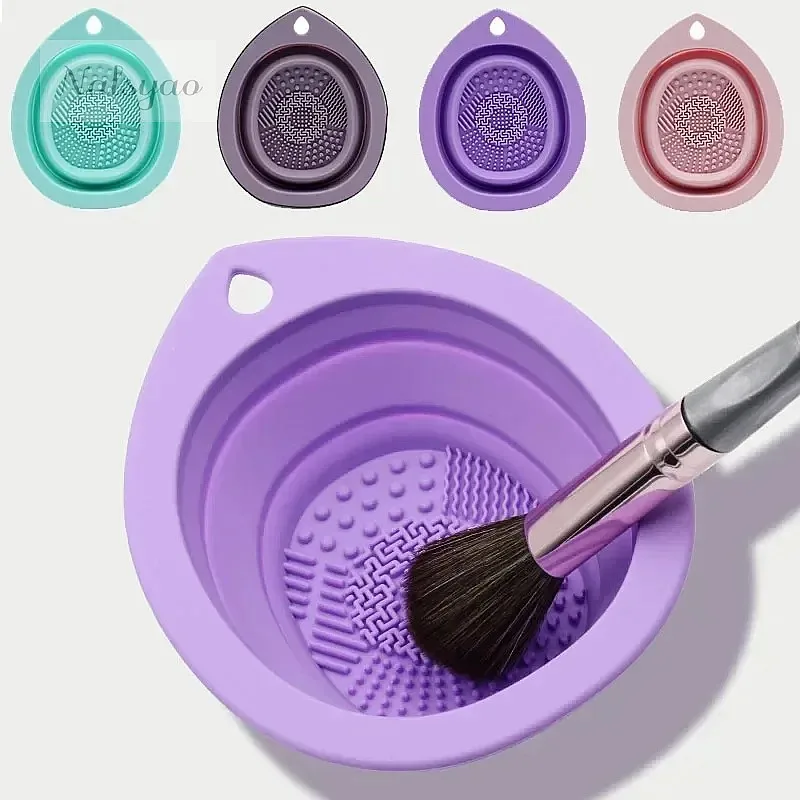 Beauty Makeup Tools Use - Kotak Pembersih Kuas Makeup Lipat Silikon,