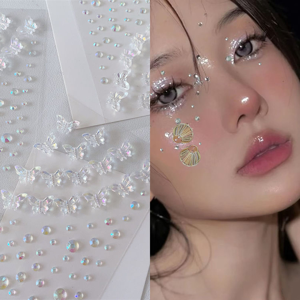 Stiker kristal kupu-kupu warna - Beauty Gems Makeup ulasan dan harga
