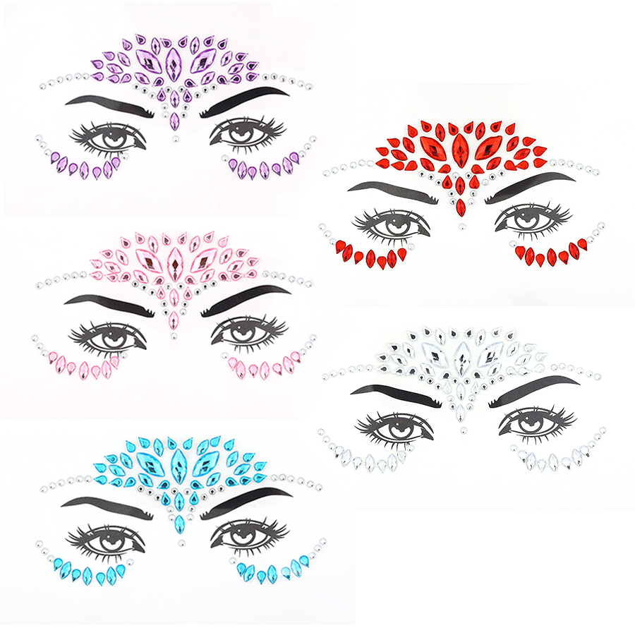 5Pcs/Set Stiker Wajah Berlian, - Beauty Gems Makeup ulasan dan harga