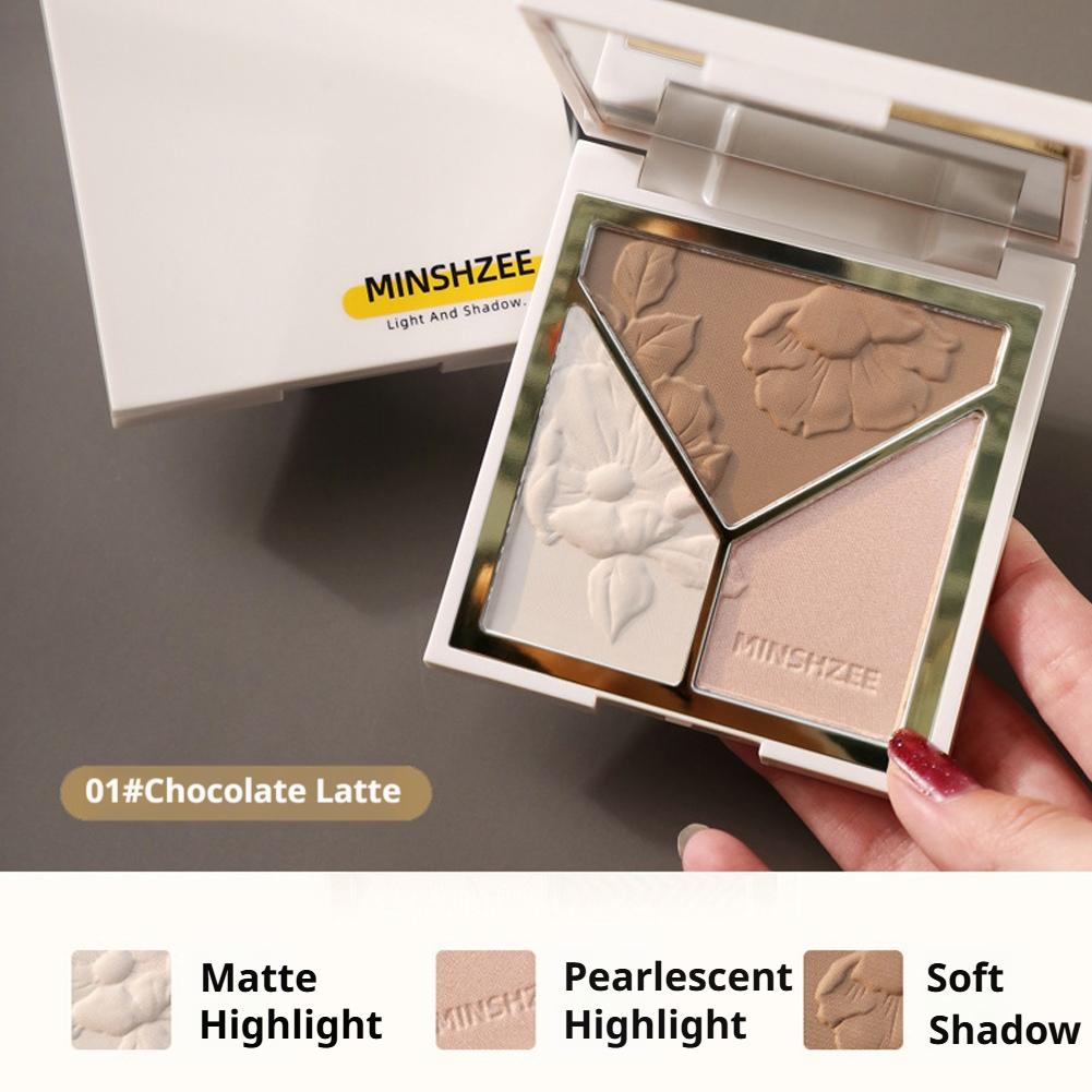 3 warna Highlight Matte Fine G - Highlighter Bronzer Palette ulasan dan harga