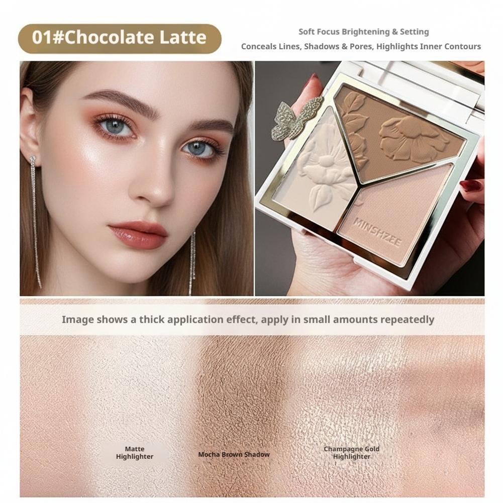3 warna Highlight Matte Fine G - Highlighter Bronzer Palette ulasan dan harga