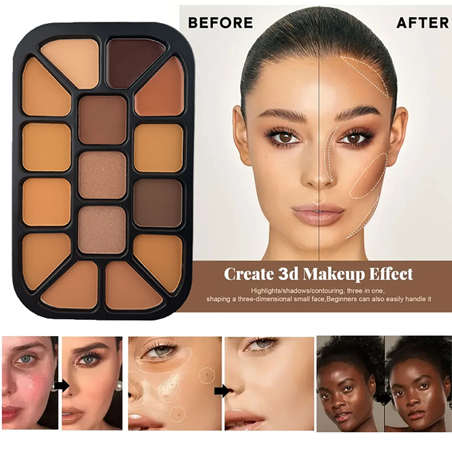 Palet Bedak Kontur Wajah 15 Wa - Highlighter Bronzer Palette ulasan dan harga