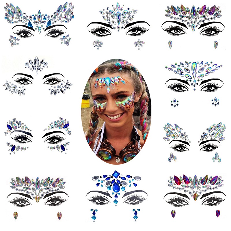 Stiker Wajah Berkilau 3D Rhine - Beauty Gems Makeup ulasan dan harga