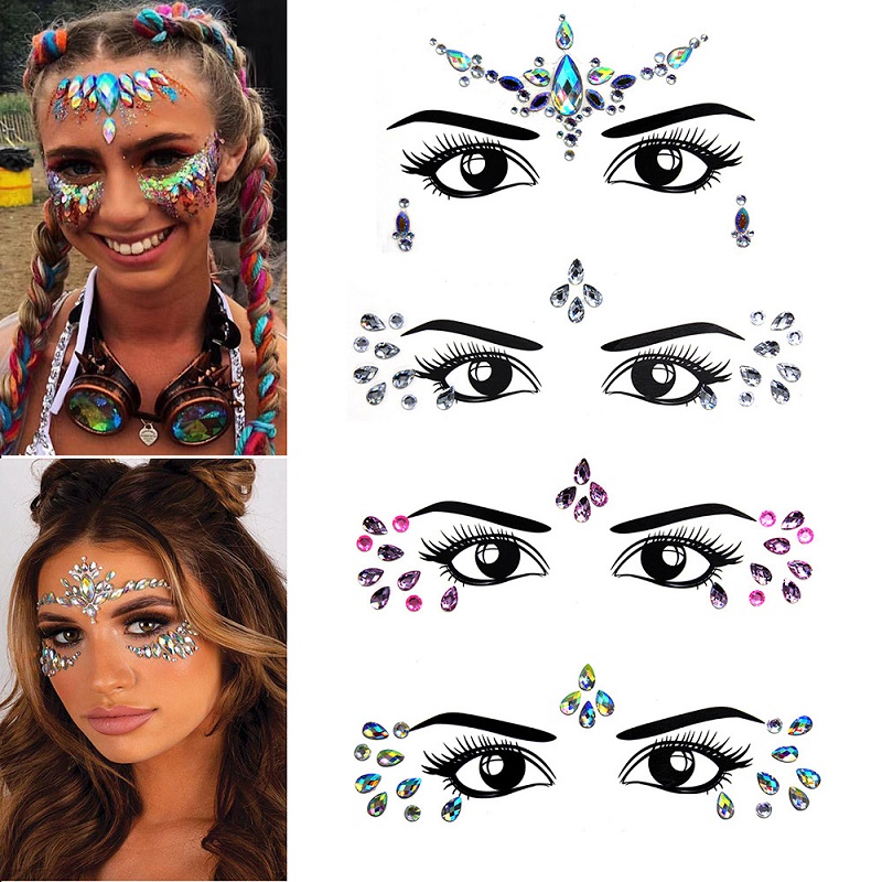 Stiker Wajah Berkilau 3D Rhine - Beauty Gems Makeup ulasan dan harga